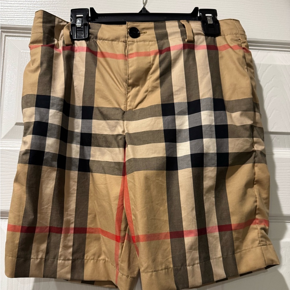 Burberry Tan and Black Flat Front Shorts